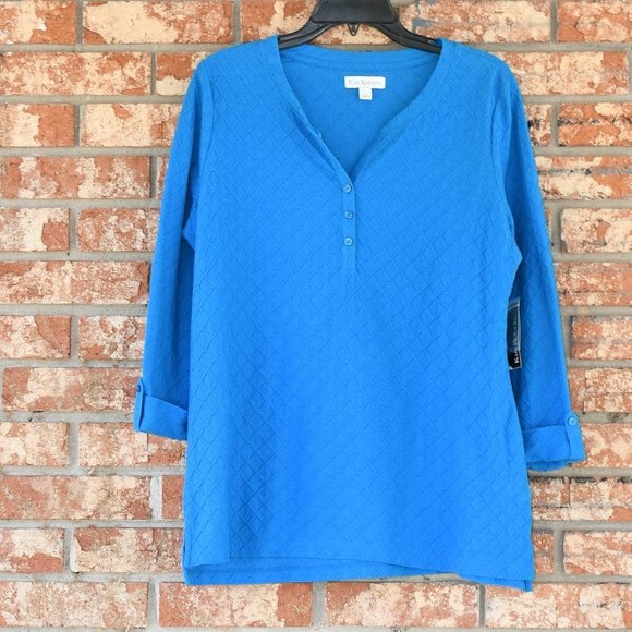Kim Rogers Tops - KIM Rogers Blue Henley Top